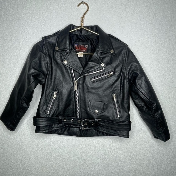 Paragon jacket leather kids child sz 3XL black genuine